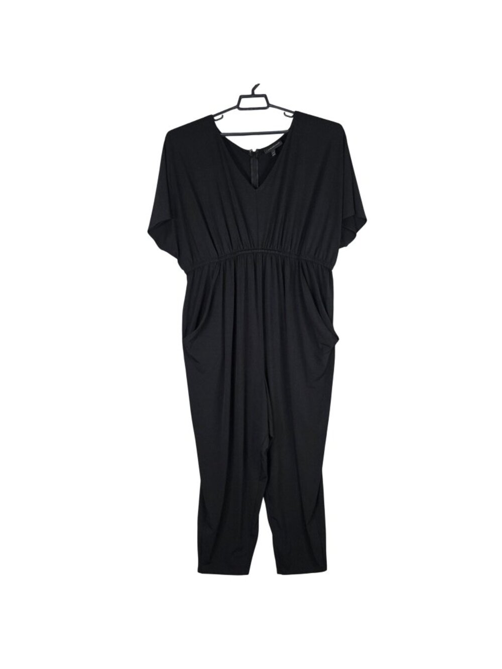 Womens Lane Bryant Black Short Sleeve V-Neck Jumpsuit Polyester Blend Size 18/20